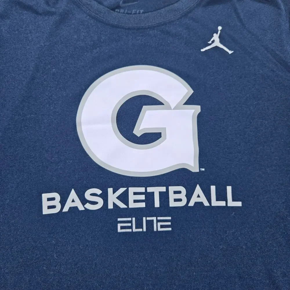 Nike Dri-Fit Air Jordan Georgetown Hoyas Elite Basketball Blue T-Shirt‎ Size XL